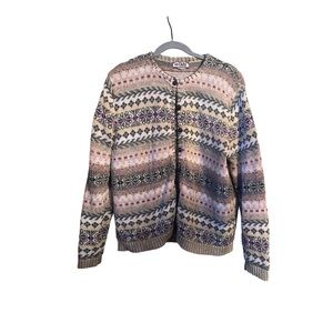 Vintage Tiara International Fair Isle Knit Cardigan Large* Christmas Sweater